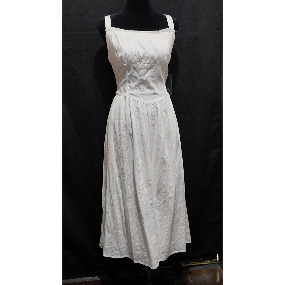 Wild Fable Womens White Eyelet Corset Midi Dress Smocked Back XL NWT